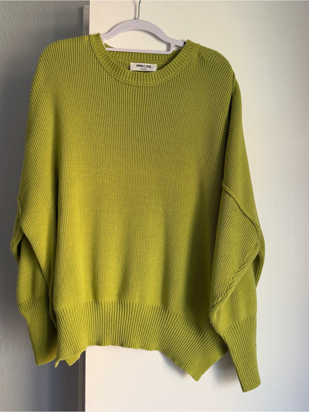 Double Zero Lime-Green Ribbed Crewneck Sweater